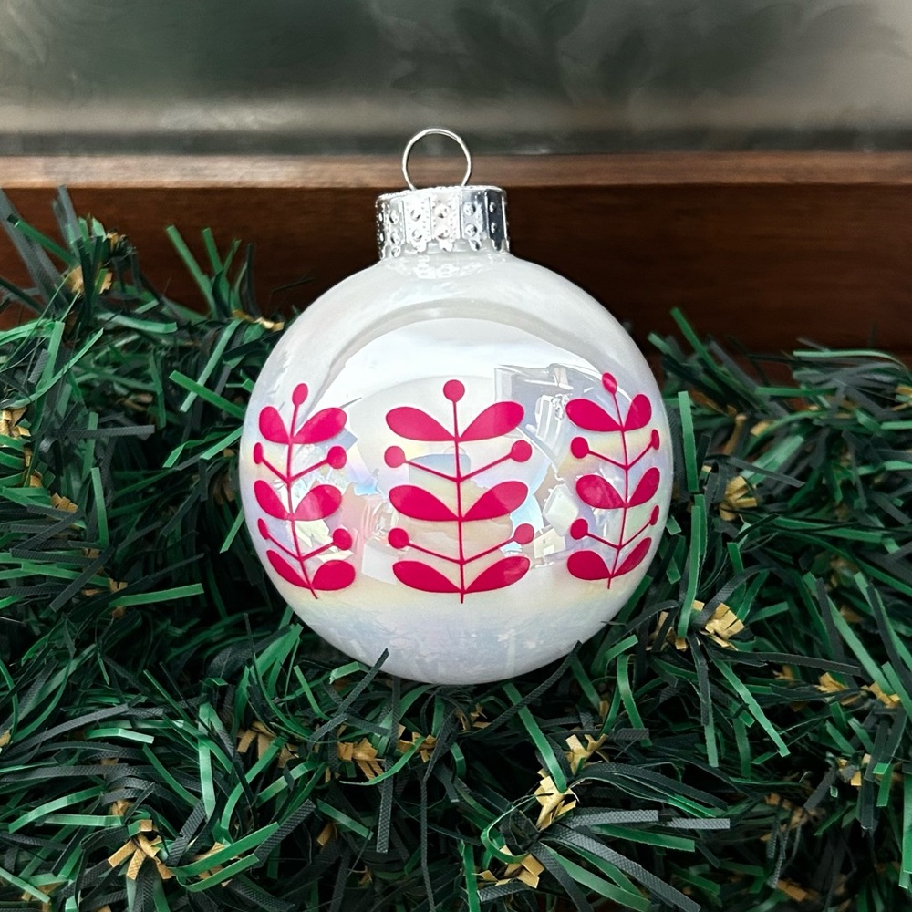 Vintage Inspired Handmade Glass Ornament - Iridescent - Stems